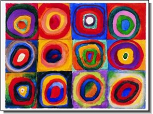 Kandinsky: Cuadrados con circulos concéntricos