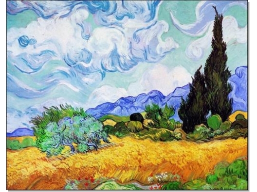 Van Gogh : Campo de trigo con cipreses  1