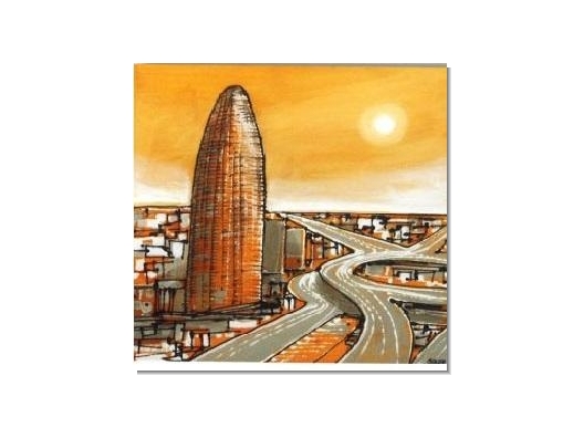 Cuadro Iconos de Barcelona amarillo 30x30 2