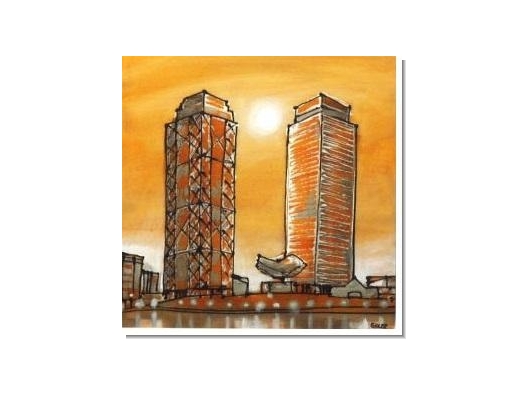 Cuadro Iconos de Barcelona amarillo 30x30 3