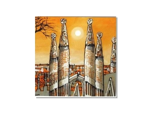 Cuadro Iconos de Barcelona amarillo 30x30 4