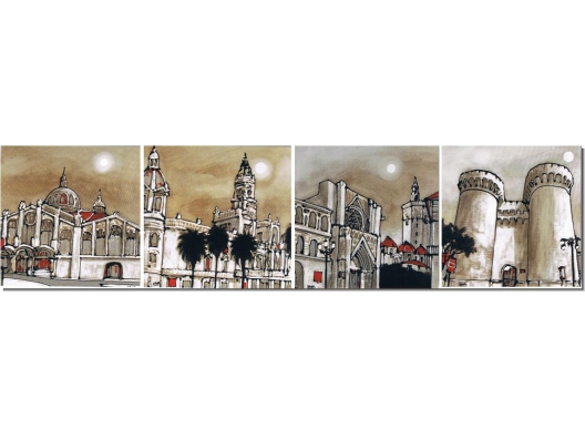 Cuadro Iconos de Valencia marrón 30x30 1