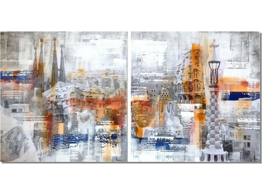 Cuadros colage Barcelona 60x60 1