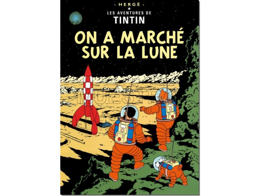 Cuadro TINTIN, ON A MARCHÉ SUR LA LUNE 50x70 1