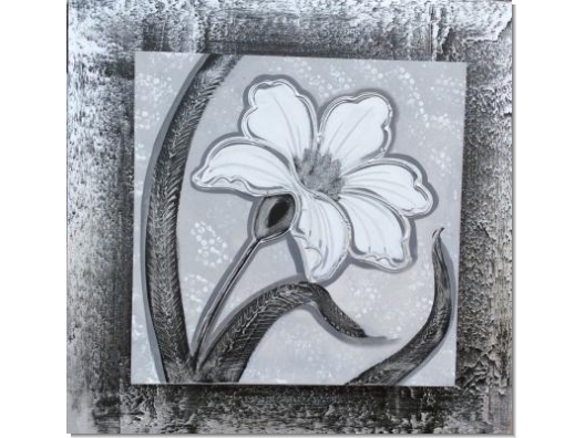 Cuadro Flor plata 70x70 1