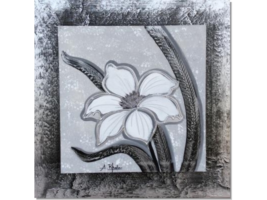 Cuadro Flor plata 70x70 2